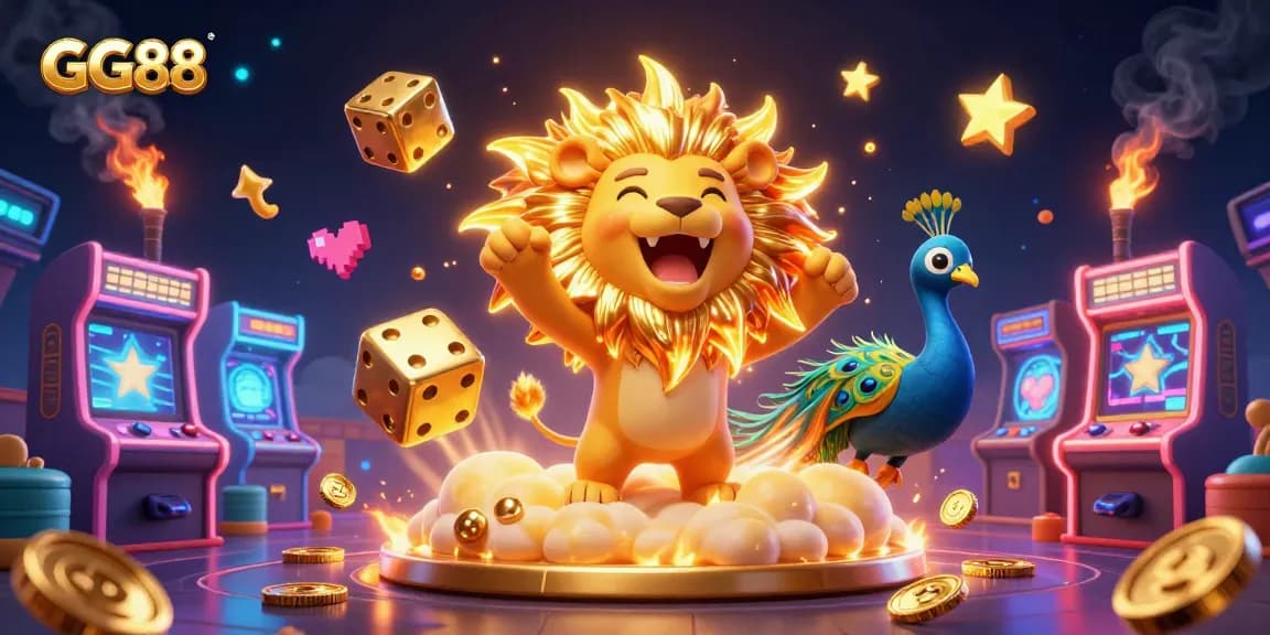 Experience the excitement of GG88 casino with vibrant gambling elements and captivating characters.