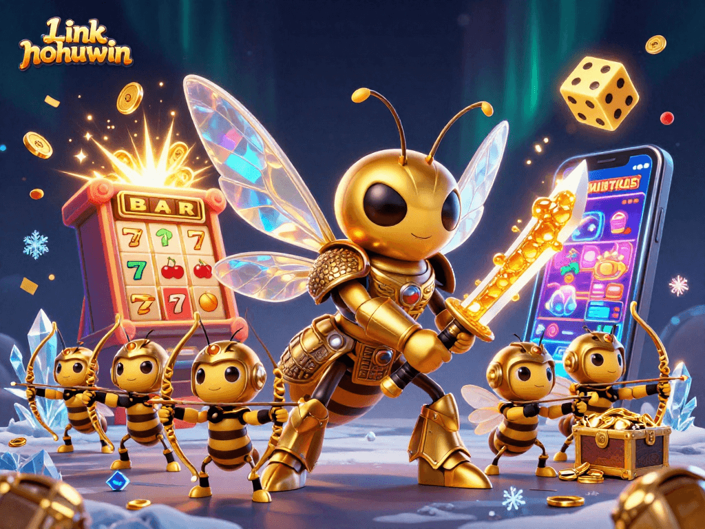 Spin and win with Link nohuwin at the vibrant online slot machine, featuring unique samurai bee characters.