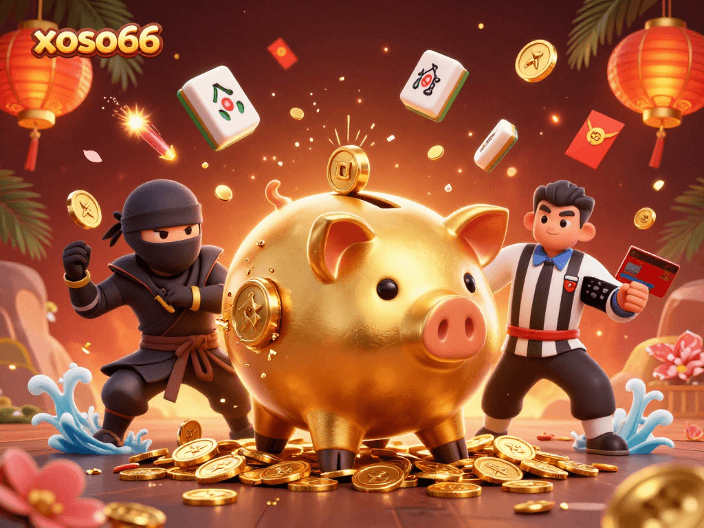 Experience thrilling gameplay with xoso66 as the golden piggy bank brings luck and wins!