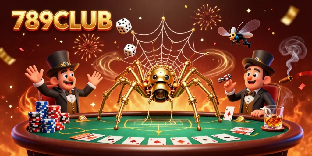 Engage with thrilling gameplay at 789CLUB, featuring a steampunk-themed casino scene with poker elements.