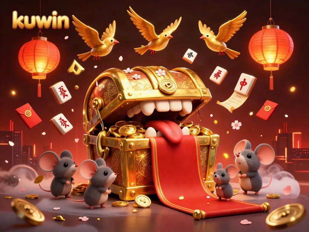 Engage in exciting gaming at kuwin, featuring adventurous mice and treasure amidst dynamic casino elements.
