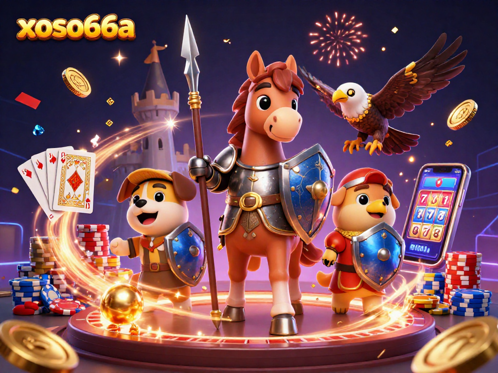 Win big at xoso66a with vibrant casino illustration featuring jackpots and dynamic game elements.