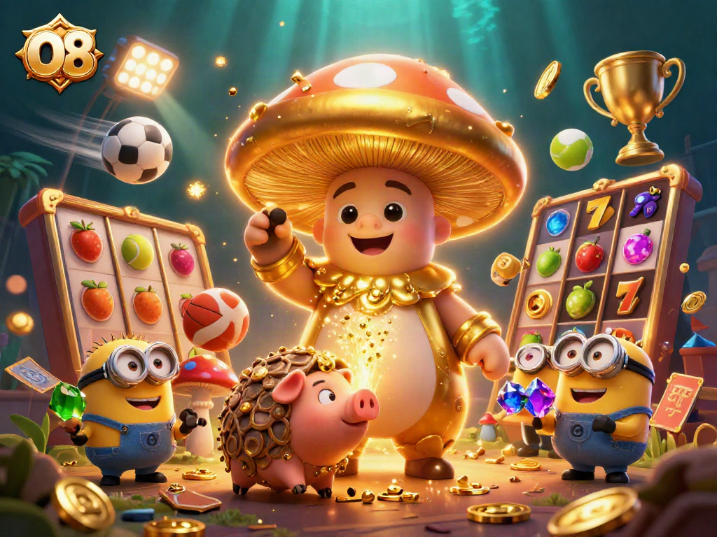 Experience the magic of O8 with a golden mushroom wizard and treasure-filled sports gambling