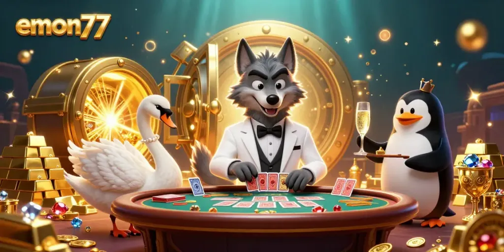 Experience the thrilling emon77 baccarat with captivating characters and treasure elements.