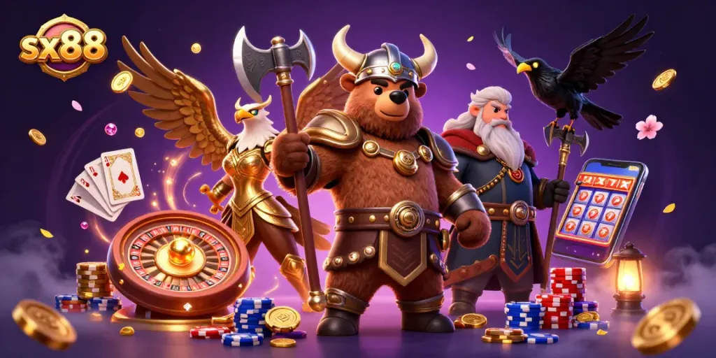 Engage with sx88 in a vibrant 3D casino adventure filled with treasures and excitement.