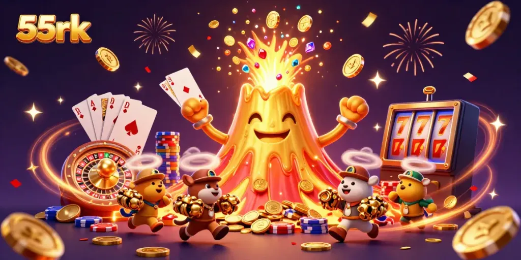 Experience the vibrant 55rk casino world with golden eruptions, treasure-filled adventures, and energetic gaming elements.