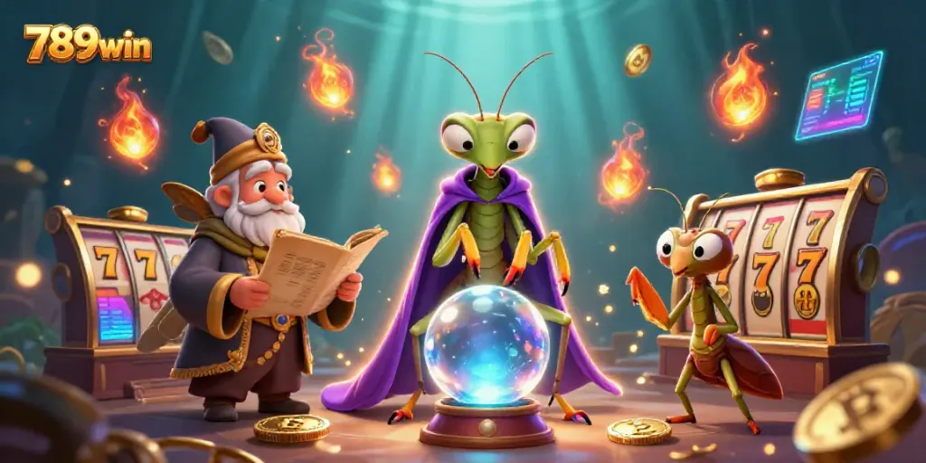Engage with 789win's vibrant casino world featuring a fortune teller and mystical elements.