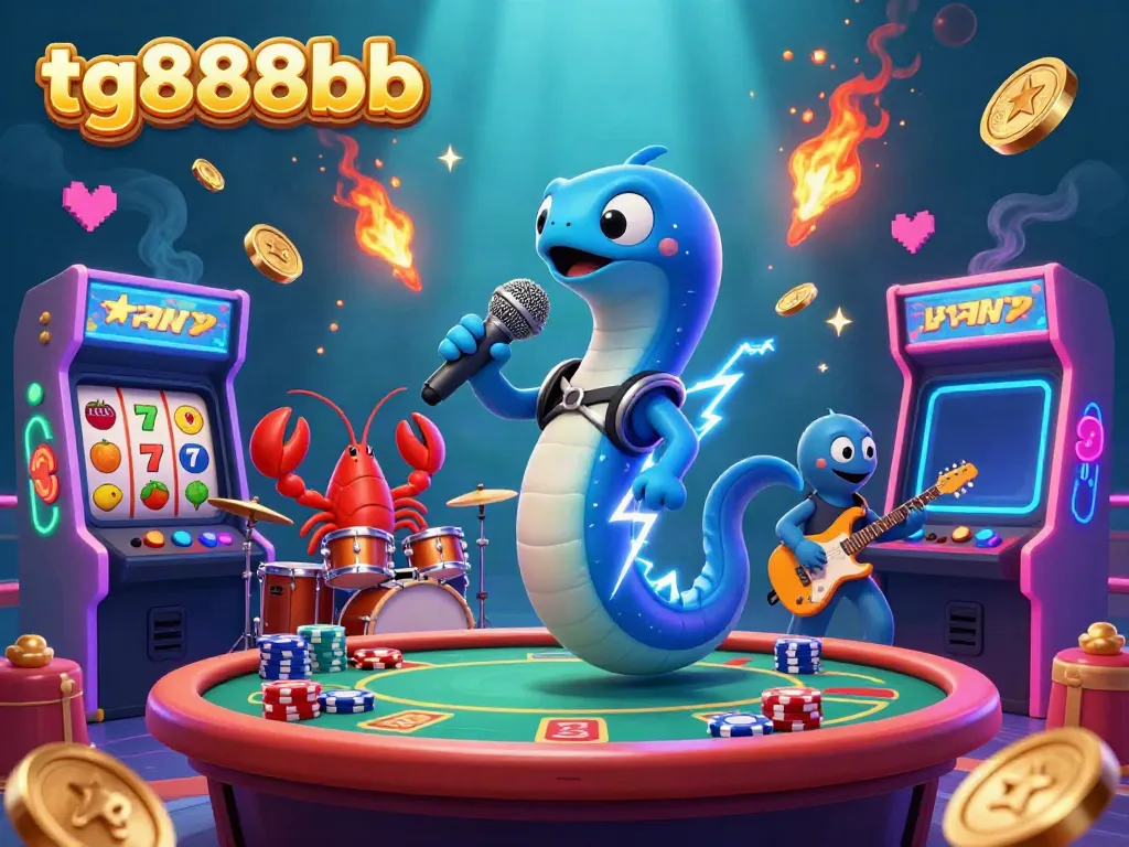 Experience thrilling games at tg888bb with vibrant slot reels on a lively underwater casino stage.