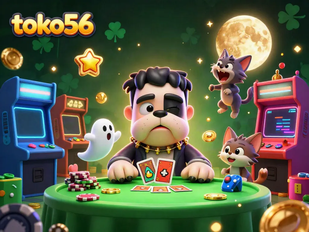 Engage with the dynamic casino experience at toko56 featuring a playful bulldog dealer and whimsical characters.