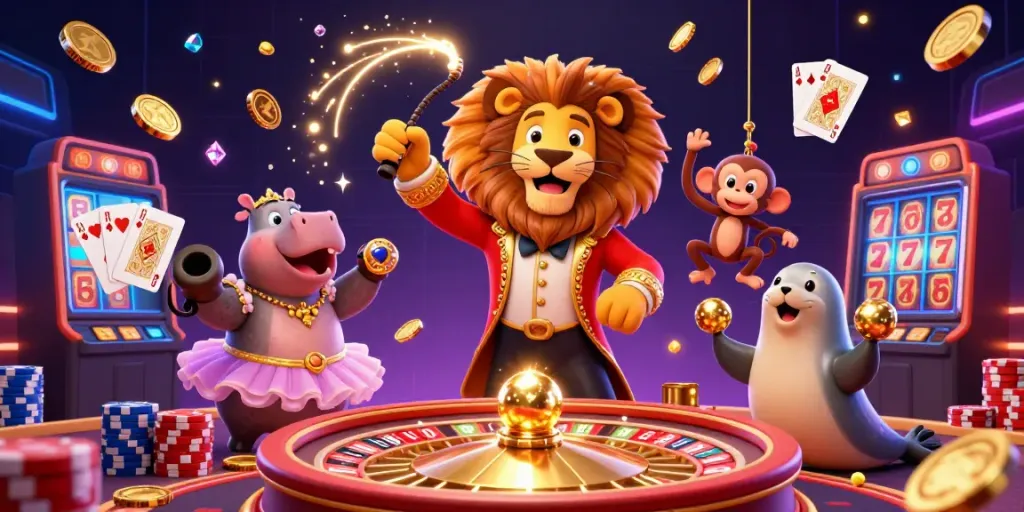 Experience the excitement of tk999 with vibrant characters in a lively casino scene featuring golden coins and roulette.