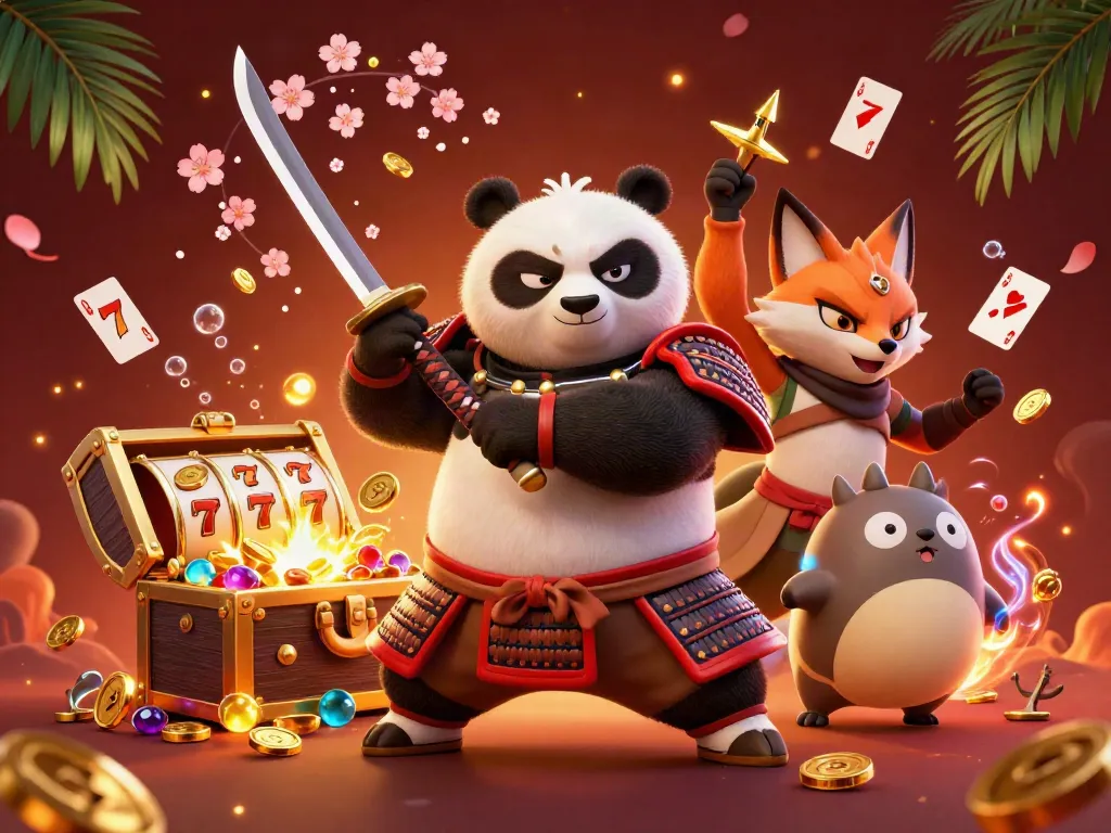 S8 gamblers immerse in vibrant casino adventures with samurai panda, ninja fox, and magical tanuki.