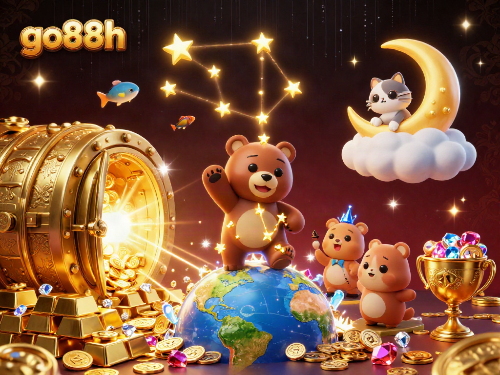 Experience go88h's thrilling gaming adventure with celestial characters and golden treasures.