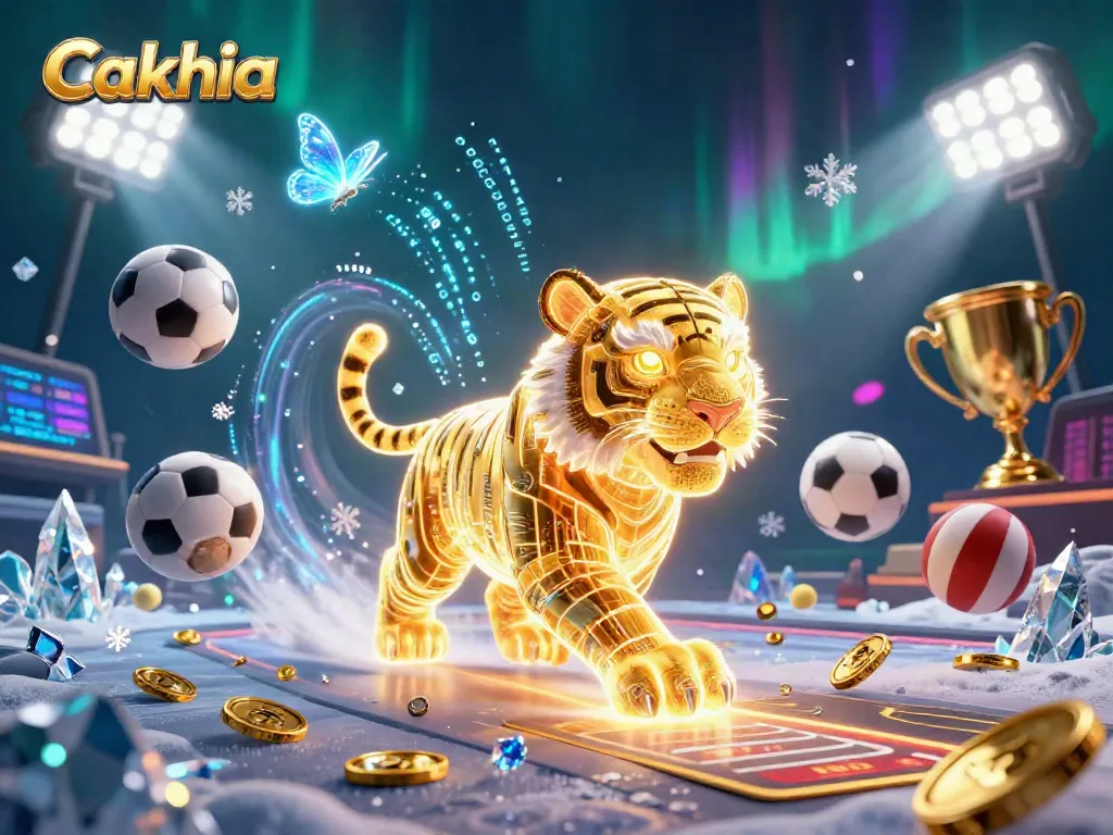 Cakhia delivers thrilling sports betting action with a golden tiger character amidst dynamic gaming elements.