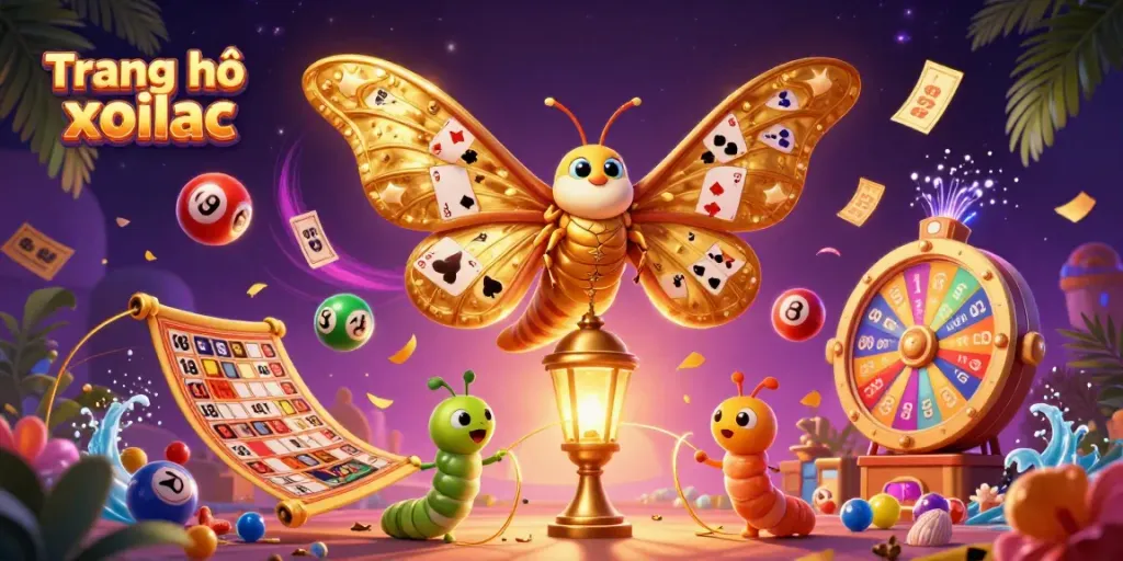 Experience exciting gameplay at Trang chủ xoilac with vibrant visuals of lottery balls and winning prize elements.