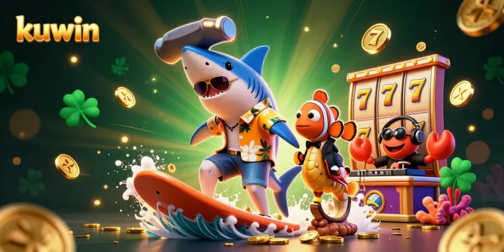 Experience thrilling gaming adventures with kuwin as a shark, clownfish, and crab conquer the casino!