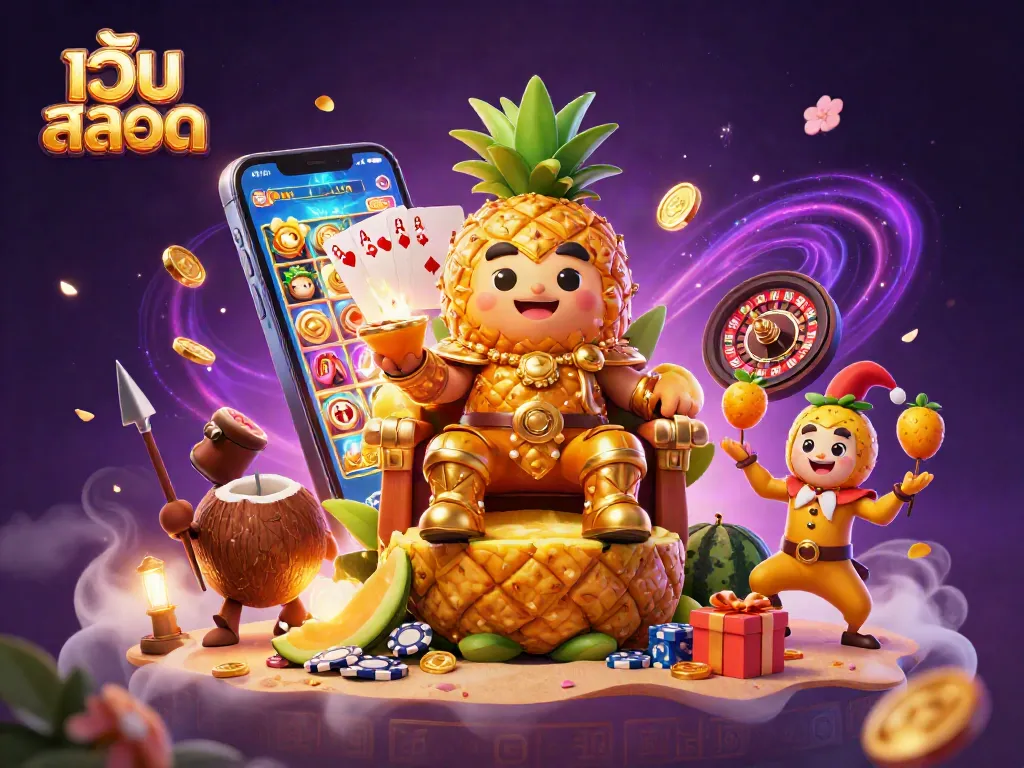 Engage with เว็บ สล็อต through vibrant 3D cartoon characters and dynamic casino elements like slot games and poker chips.
