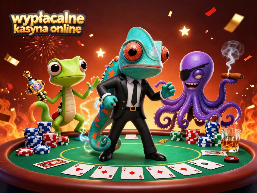 Experience the thrill of wypłacalne kasyna online with secret agent characters around a vibrant poker scene.
