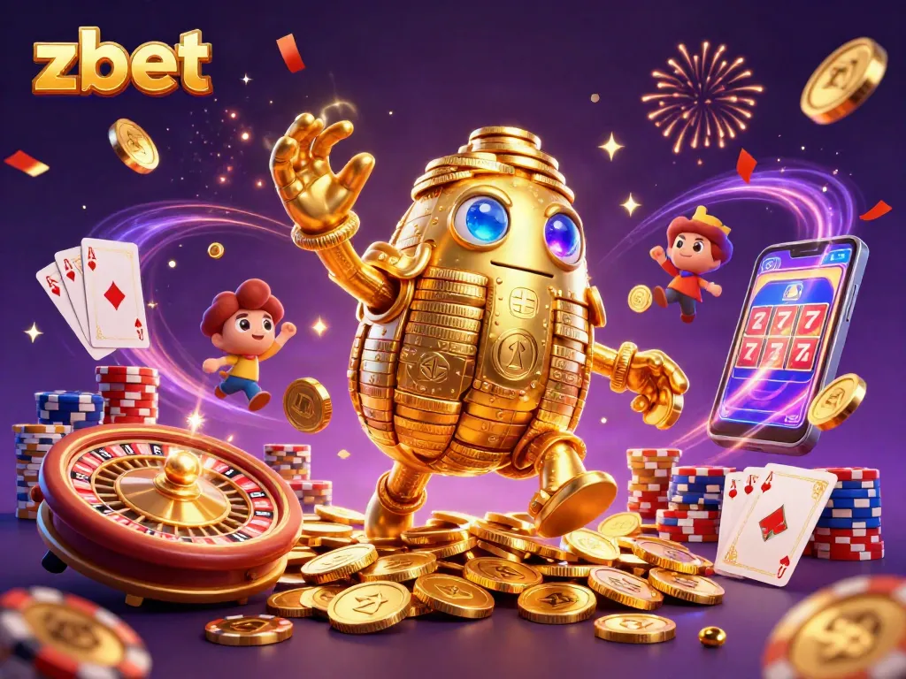 Spin the reels with zbet's dynamic gaming experience, featuring a dazzling golem made of golden coins.