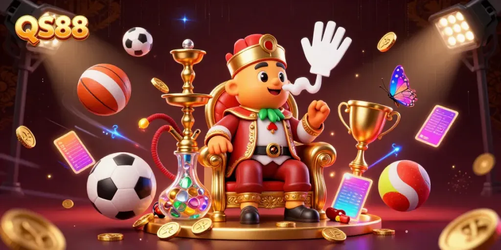 Experience thrilling gaming with QS88, featuring vibrant casino elements and dynamic sports visuals.