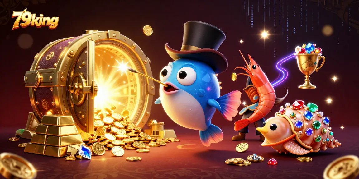 Engage in thrilling gameplay with 79king's cartoon deep-sea anglerfish and pirate shrimp illustrations.
