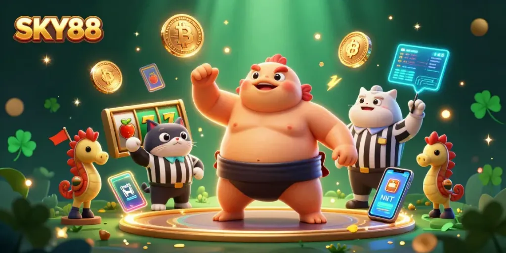 Join the thrilling casino adventure with SKY88's vibrant underwater slot games featuring unique characters.