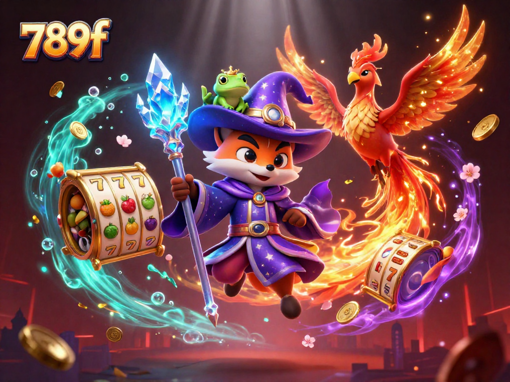 Explore vibrant slot adventures with 789f's enchanting wizard fox and fiery phoenix