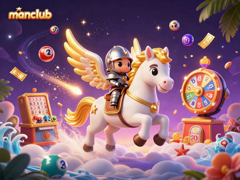 Experience manclub's thrilling gaming adventure with a celestial horse, knight, and dynamic gambling elements.