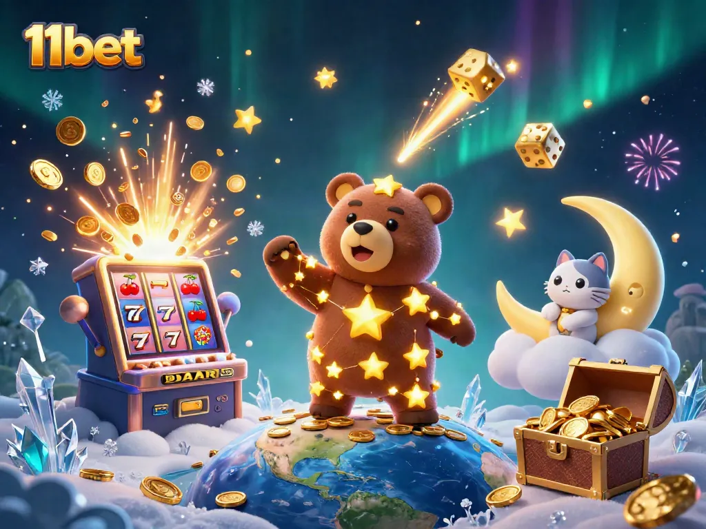 Play and win big with 11bet at vibrant casino games surrounded by animated characters!