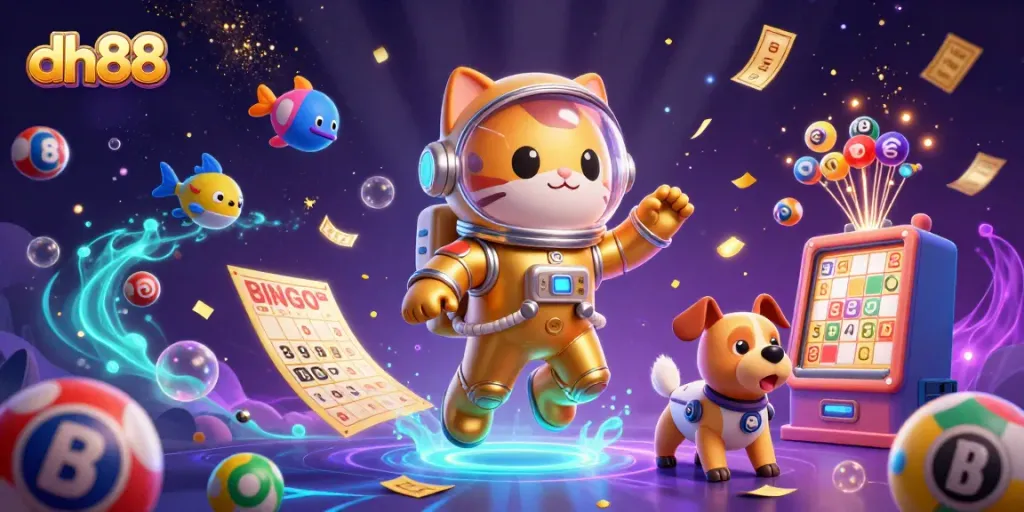 Engage with dh88 through vibrant casino-themed cosmic illustration of gaming excitement.