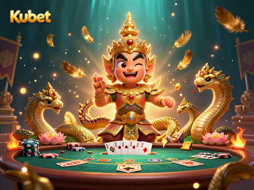 Engage in thrilling strategies at Kubet with vibrant poker elements and captivating characters.