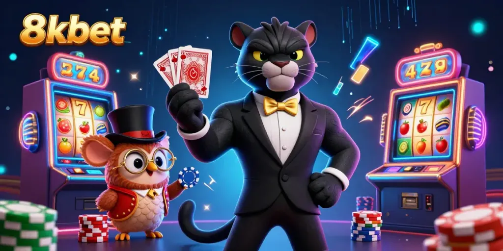 Experience thrilling wins at 8xbet with stylish characters enjoying jackpot slots and poker games.