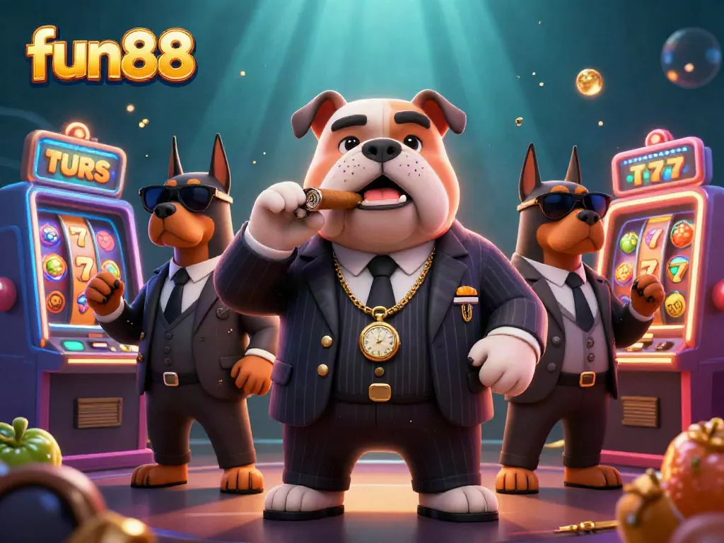 Join the excitement at fun88 with a vibrant slot machine scene featuring dynamic 3D characters.