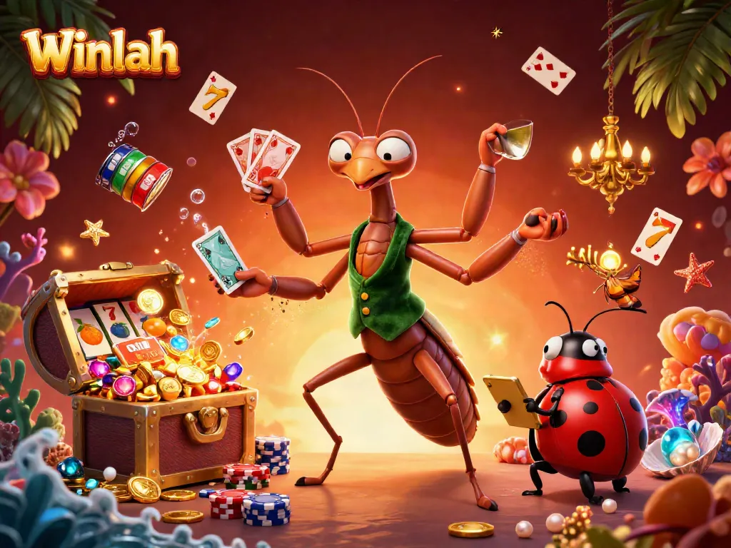 Winlah transforms gaming with a vibrant 3D illustration of a card sharp and pit boss in a casino