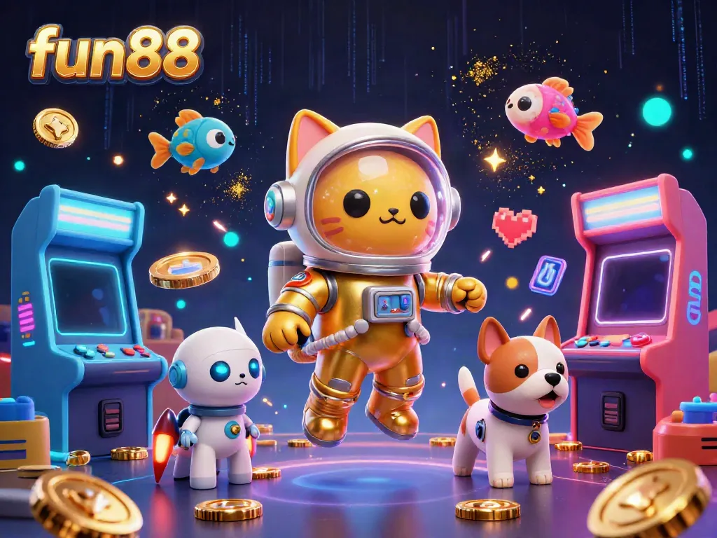 Engage with fun88's vibrant online casino experience featuring arcade aesthetics and gaming excitement.