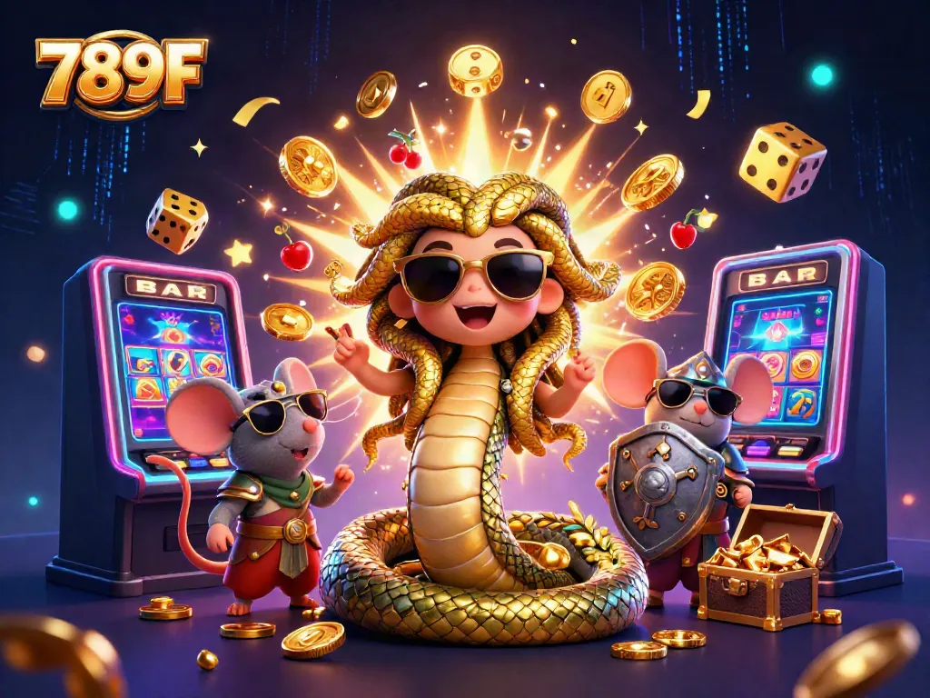 Engage with 789F's vibrant casino scene filled with Medusa, warrior mouse, and jackpot excitement.