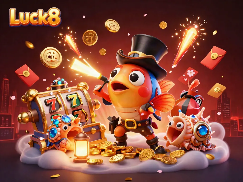 Engage with Luck8's exciting gaming experience, featuring vibrant characters and dynamic slot elements.