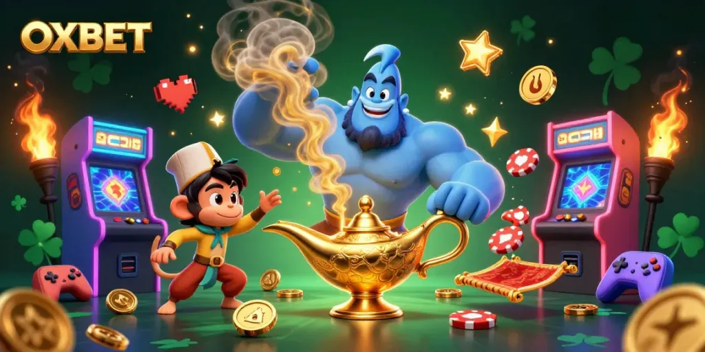 Engage in thrilling gaming with OXBET, showcasing a vibrant casino scene filled with excitement.