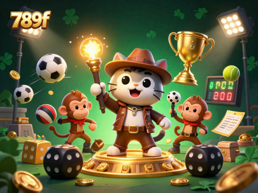 Experience thrilling wins at 789f with this vibrant 3D casino adventure scene featuring dynamic sports elements.
