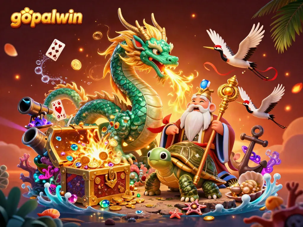 Experience gopalwin's vibrant gaming adventure through a mystical dragon and wise turtle in captivating colors.
