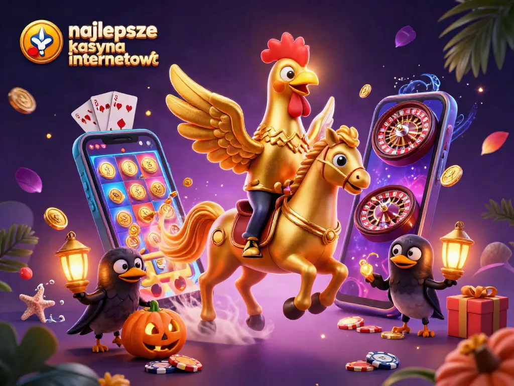 Experience the thrill of najlepsze kasyna internetowe in a vibrant 3D casino illustration with dynamic characters.
