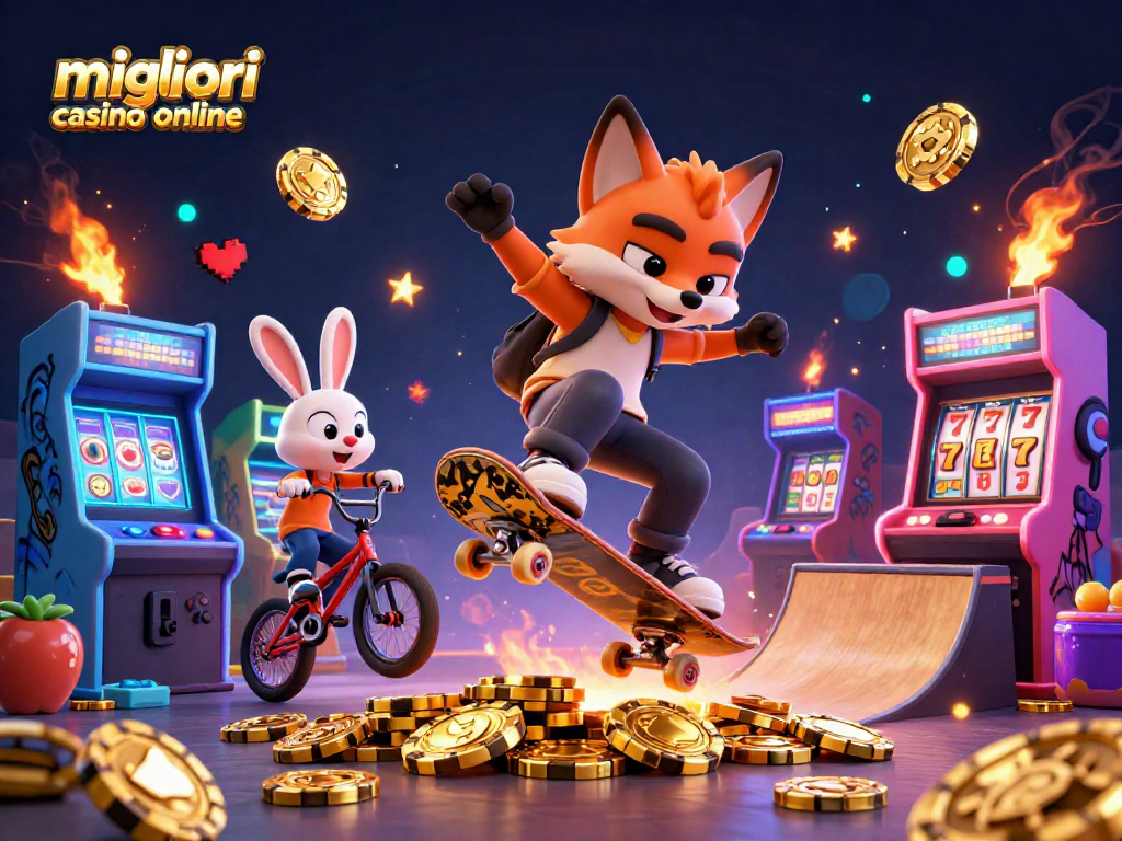 Giocare nei migliori casino online con un videogioco visivo, tra simboli di slot e grafiche vivaci.