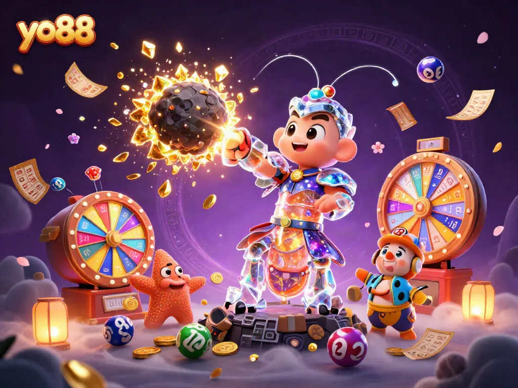 Discover the excitement of playing yo88 in a vibrant casino-themed digital illustration.