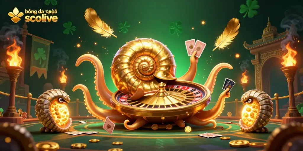 Experience the thrill of bóng đá trực tuyến socolive with an ancient nautilus roulette wheel and glowing ammonites.