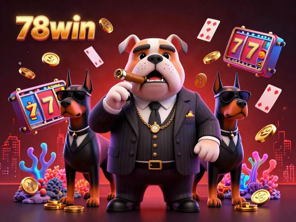 Experience the thrill of winning with 78win in a vibrant casino scene showcasing animated jackpot counters and floating slot reels.