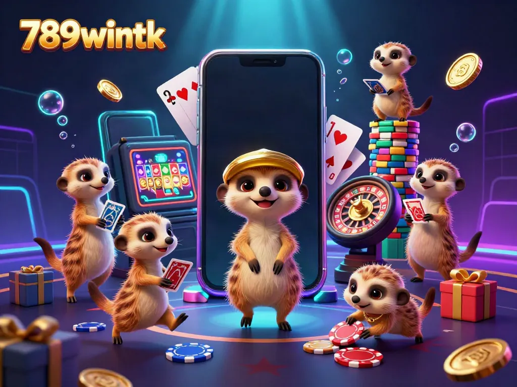 Experience exciting gameplay at 789wintk with meerkats managing a lively casino.