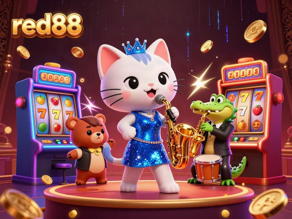 Experience thrilling games at red88 with fun characters in a vibrant casino setting.