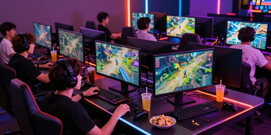 Dynamic online gaming scene with players and garuda404 on screen.