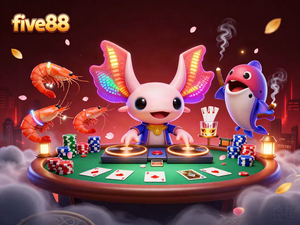 Experience thrilling action at five88's lively underwater casino scene with vibrant characters and game elements.