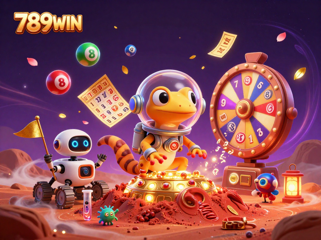 Experience the thrill of winning at 789WIN in this vibrant Martian casino scene