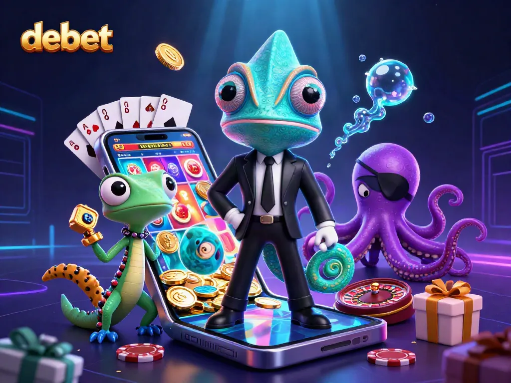 Engage in thrilling debet gaming with rich characters and vibrant casino elements in this 3D digital art.